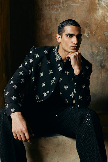 black bandhgala suit for men online